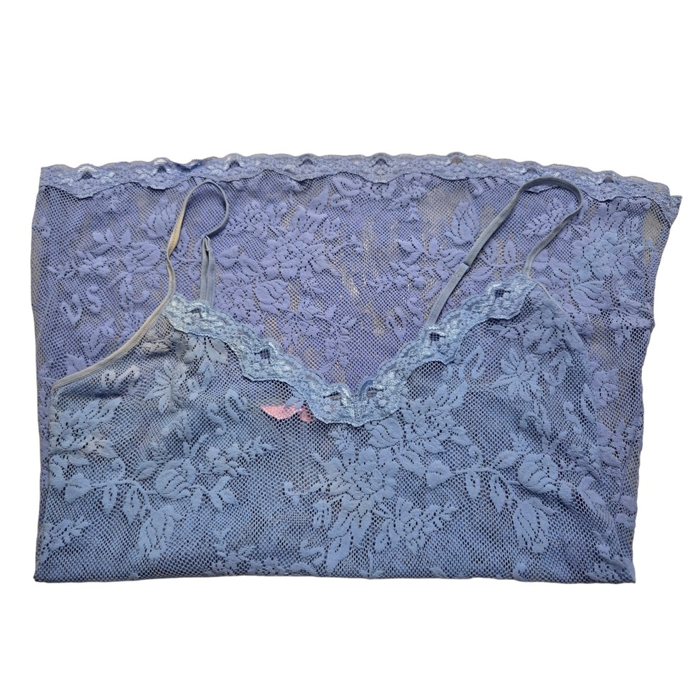 Vintage Y2K Victoria's Secret Cami Tank Top Small Blue Ombre Sheer Lace Coquette - Picture 3 of 8